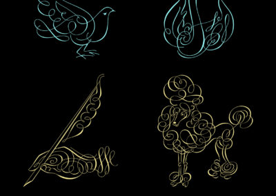 Flourished Illustrations, doodle, swirls, filigree, swash