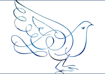 A flourished bird written with brush