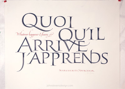Calligraphic Art | French quote in Roman capitals on Arches paper