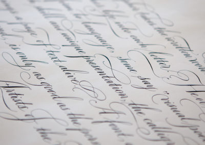 close-up of copperplate writing