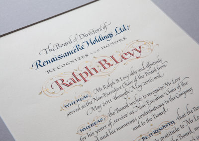 Documents in Calligraphy: Closeup; on Arches paper, Ink, gouache and gold leaf.
