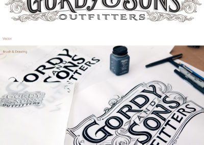 Hand lettering by John Stevens for Gordy & Son. Brush layout and finished vector letters