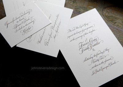 Hand written and printed wedding calligraphy