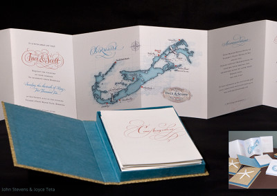 wedding calligraphy | Hand made invitation and box. Calligraphy, typography and illustration
