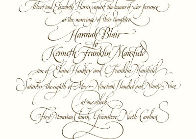 wedding calligraphy | Invitation written out in flourished italic