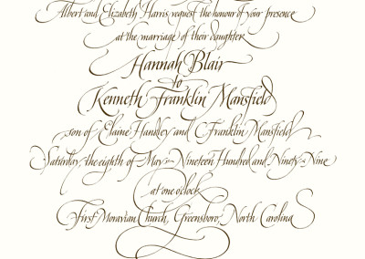 wedding calligraphy | Invitation written out in flourished italic