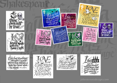 Sketches showing black and white or color versions