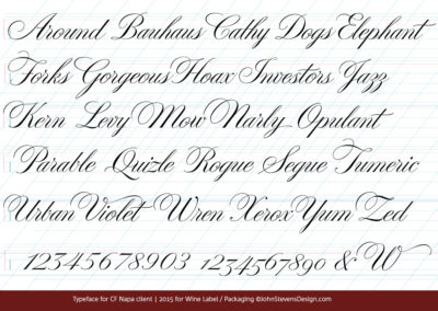 Designed letterforms for typeface for private brand of wine