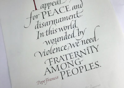 Quotations of Pope Francis, hand lettered by John Stevens