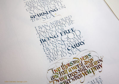 Quote of Bruce Cockburn showing hand drawn letters and the quality of calligraphic line