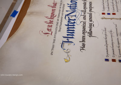 Showing calligraphy sample with flourish images of John Stevens