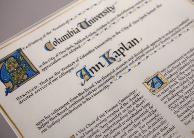 Close-up of traditional lettering scroll by John Stevens