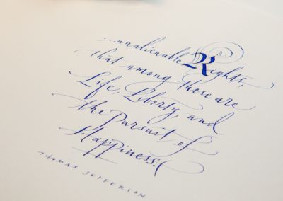 calligraphy handwriting styles applied to Thomas Jefferson quote