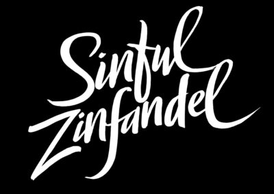 A sketch for wine "Sinful Zinfandel" written in brush callgraphy