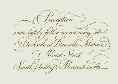 calligraphy handwriting styles : for wedding reception card with harmonious design
