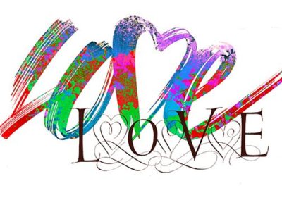 calligraphy design letters, depicting "love"