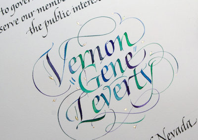Detail of calligraphy lettering