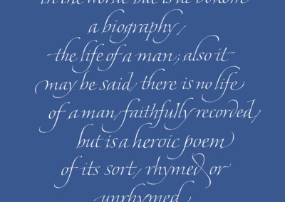 Poem in Italic calligraphy on paper by Thomas Carlyle