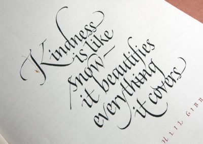 Poem in Italic calligraphy on paper