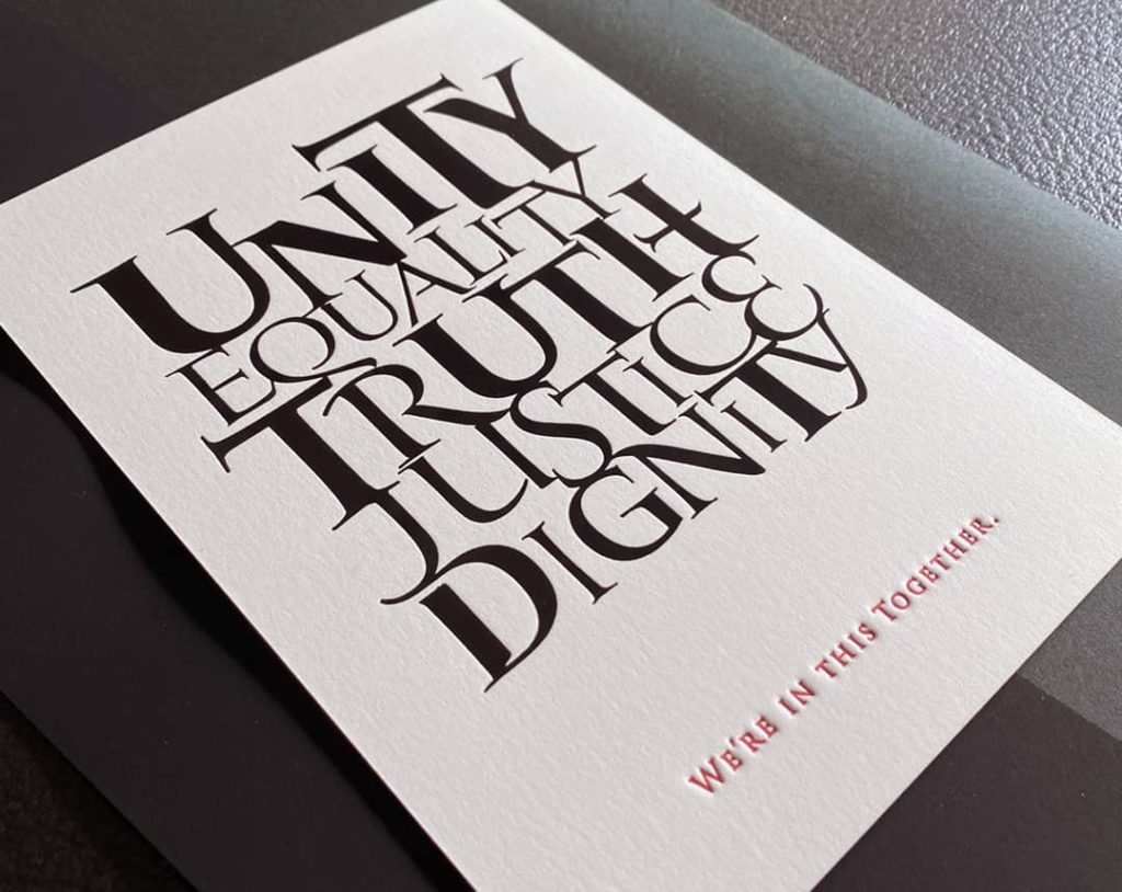 Unity Card by Calligrapher, John Stevens. for sale
