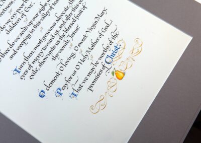 calligraphy detail with illustration on Scripture