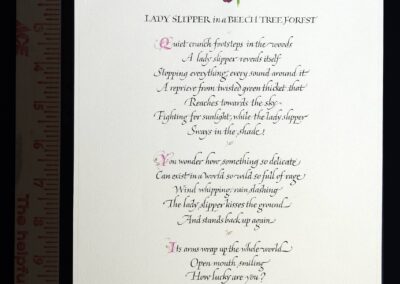 Poem with illustration, written out in Italic calligraphy on Arches paper