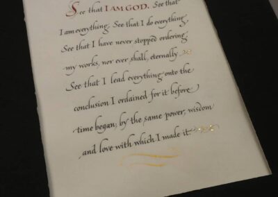 Calligraphy Poem written on vellum with ground ink and water color.