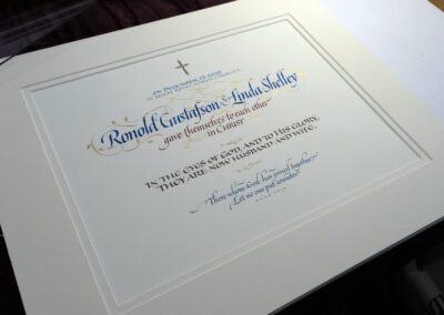Marriage Certificate, custom designed and hand-lettered on archival paper.