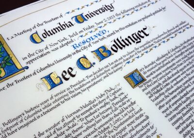 Resolution/Scroll, calligraphy on vellum with gold leaf.
