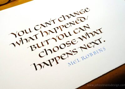 Uncial Calligraphy Style on Arches paper with walnut Ink