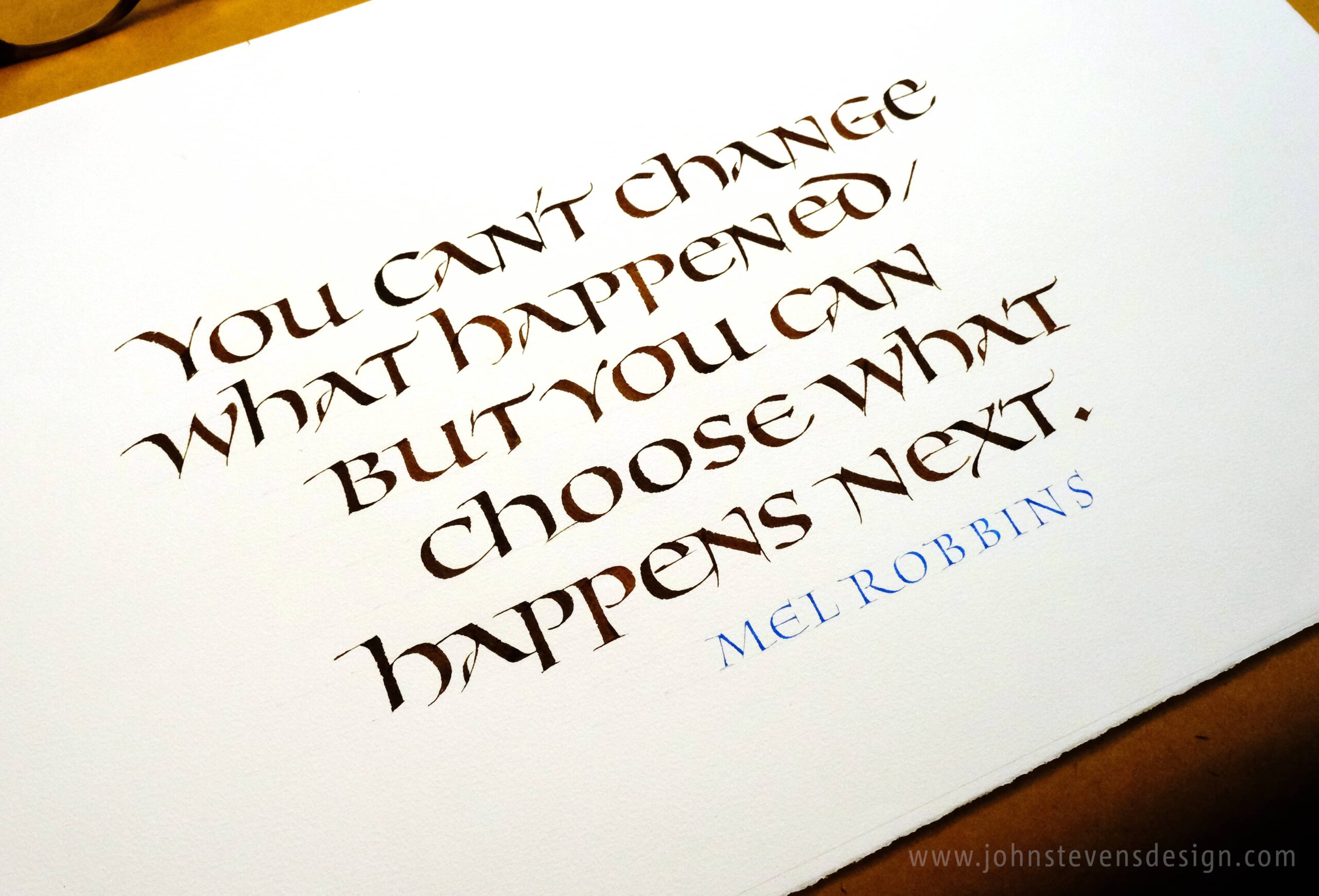Uncial Calligraphy Style on Arches paper with walnut Ink